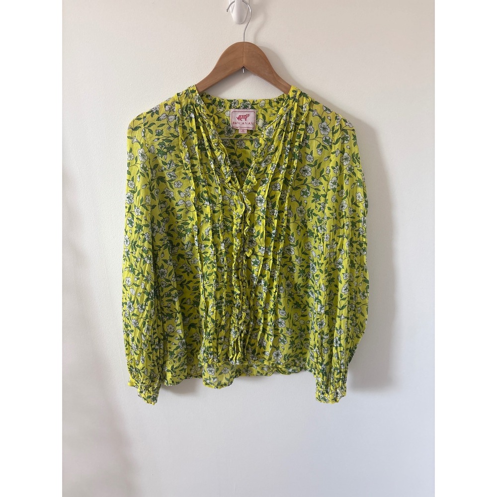 Banjanan Long‎ Sleeve Floral Blouse Size Medium